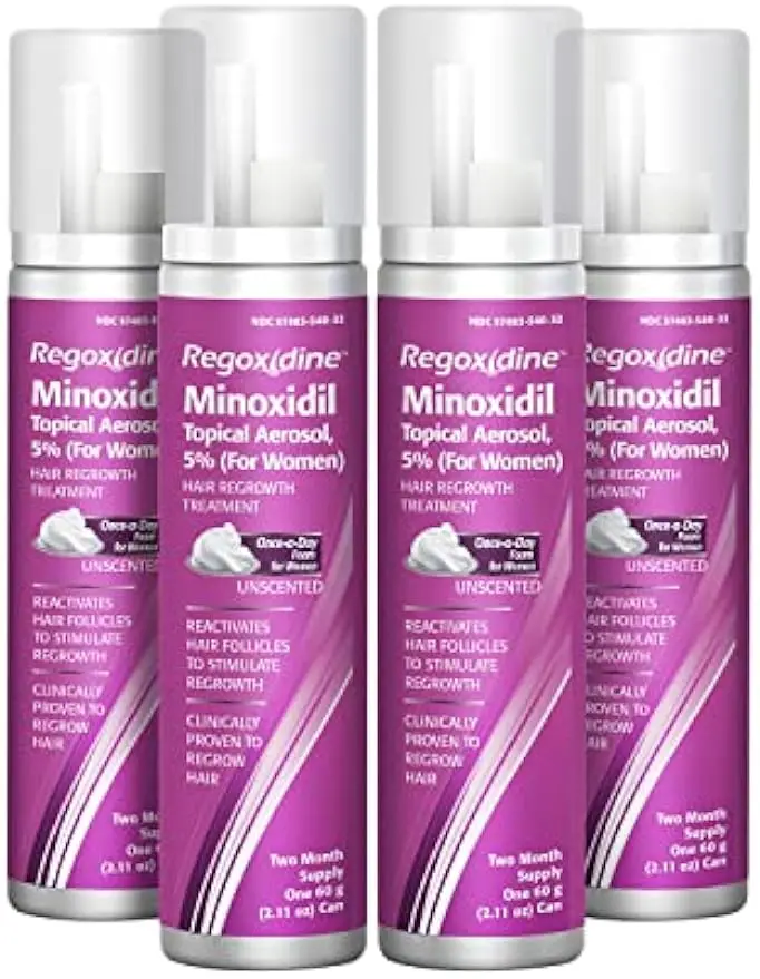 

Female topical and foam helps restore hair loss at the top of the scalp and supports hair regrowth (5% foam for 8 months supply)