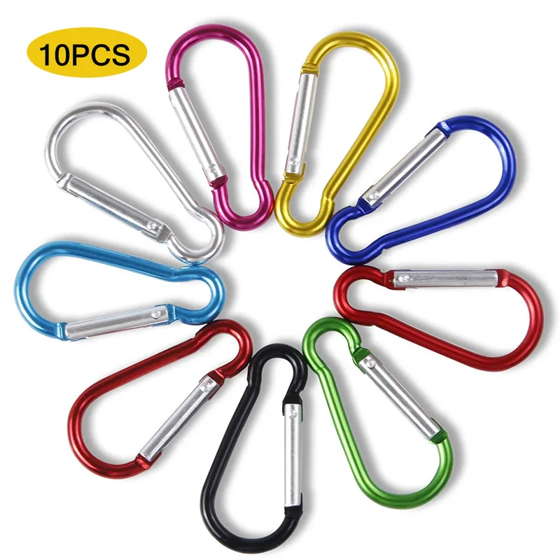 

10Pcs/5Pcs Aluminum Carabiner Gourd Type Carabiner Spring Snap Clip Keychain Hook for Camping Hiking Gym Travling Backpack
