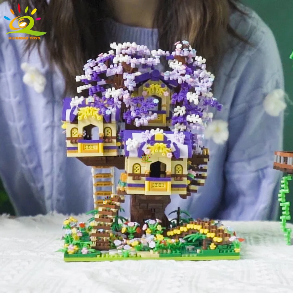 HUIQIBAO Elves Green Tree House Мини Строительные блоки MOC микро Кирпичи игрушки для детей