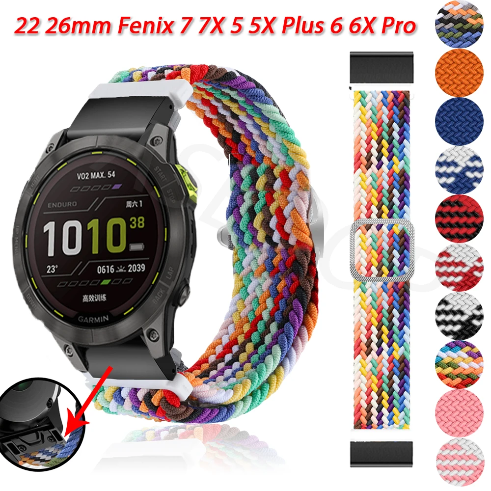 

Ремешок нейлоновый для наручных часов Garmin Fenix 6 6X 7 7X 5 5X Plus 3HR 935 945 Enduro 2, быстросъемный браслет для смарт-часов, 22 26 мм