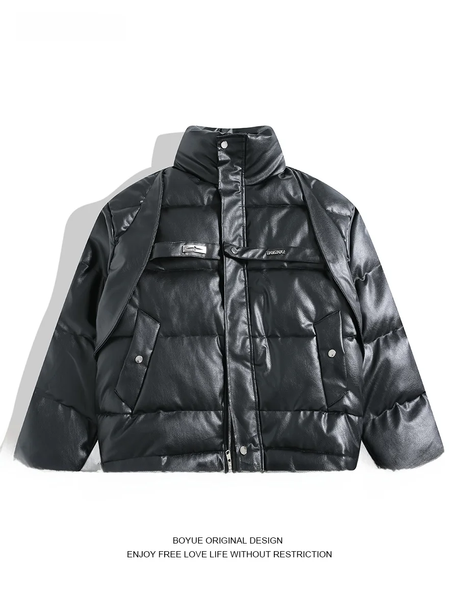 Boyue Ретро Yue Mei Sle Деконструйная короткая куртка из искусственной кожи с