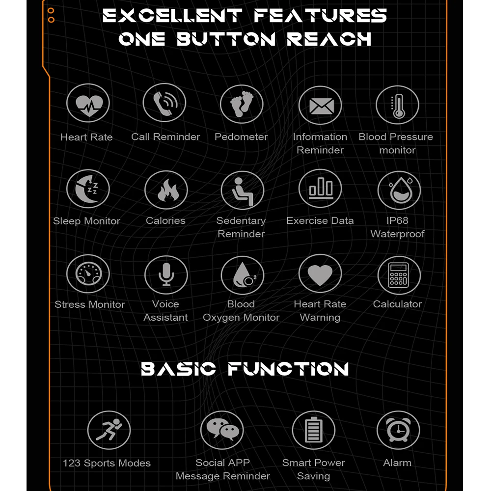 Мужские умные часы уличные кровяное давление водонепроницаемые с синим зубом