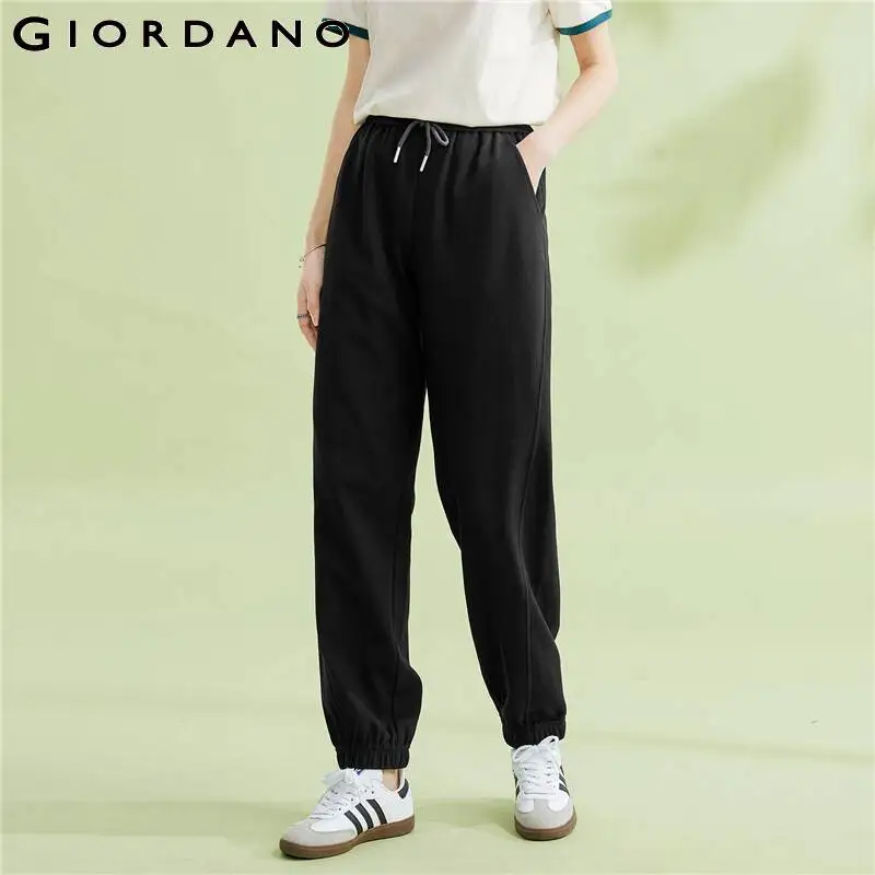 

Женские джоггеры на шнурке GIORDANO, спортивные джоггеры с эластичным поясом, однотонные Простые Модные свободные повседневные джоггеры 05413093