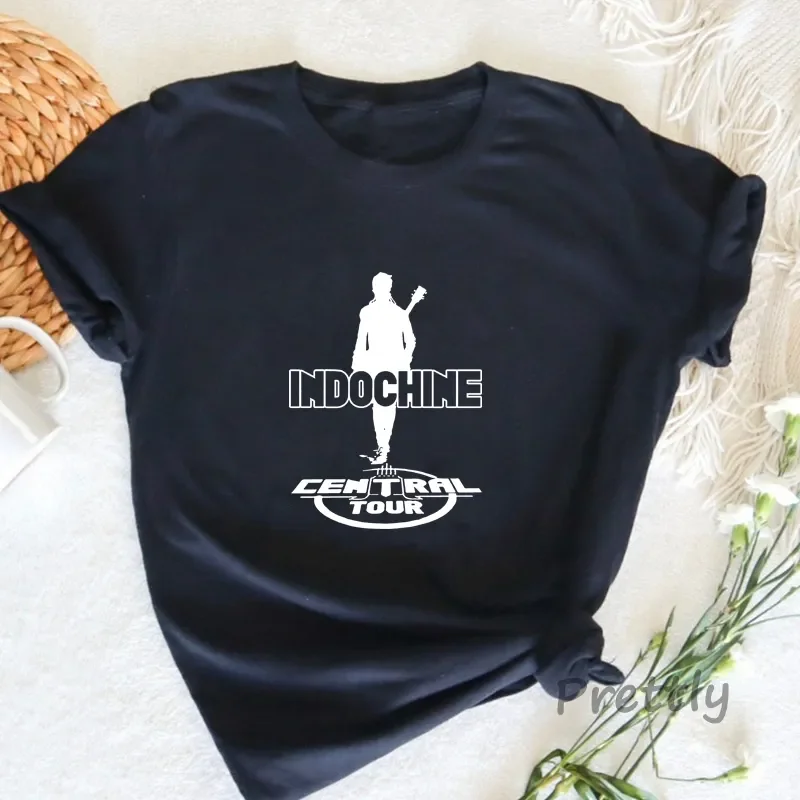 

Indochine Central Tour Rock Band T Shirts Streetwear Women Summer Short Sleeve Tee Shirt Vintage Graphic Print Woman Clothing