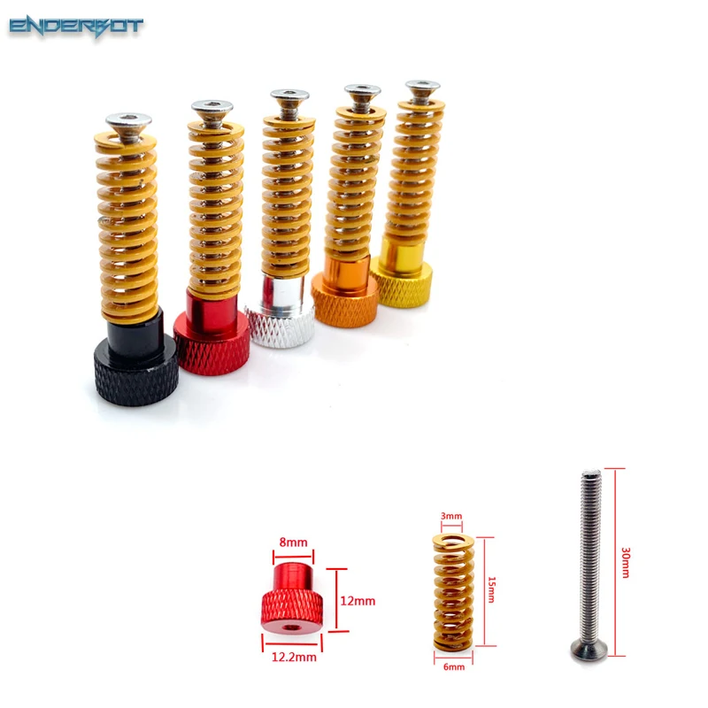 3D printer Accessories Leveling components 4pcs M3 screw Leveling spring Leveling knob suite for 3D printer Heating Bed parts