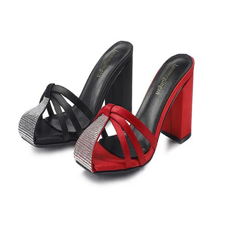 2023 summer new rhinestone slippers women's shoes comfortable summer sandals shoes breathable high-heeled sandals