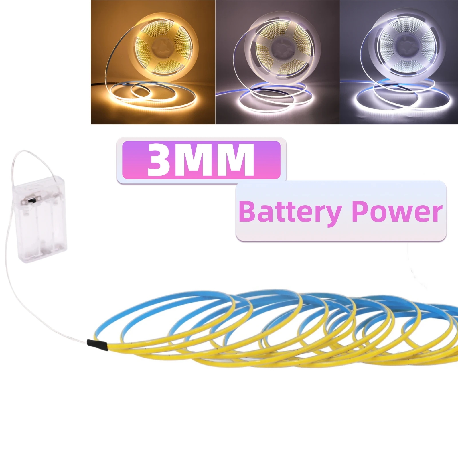 

XUNATA Светодиодная лента COB 5В 3/5/8 мм 320leds/м белая/красная/зелёная/синяя