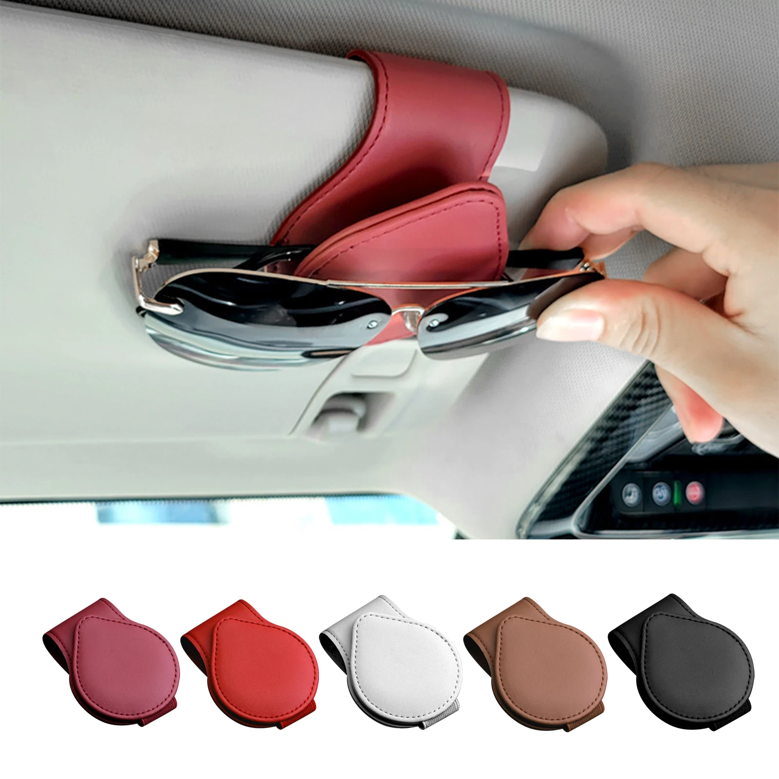 

Magnetic Leather Sunglass Holder for Car, Magnetic Eyeglass Hanger Clip for Car Sun Visor, Suitable for Most Glasses