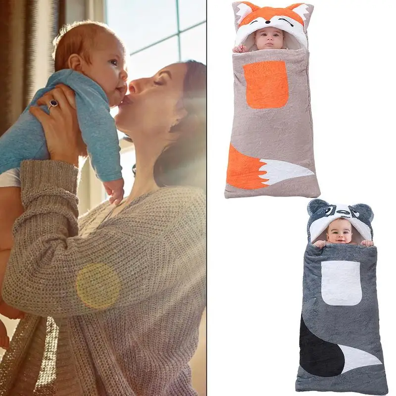 

Baby Sleeping Blanket Newborn Swaddling Blanket With Coral Fleece Baby Unisex Baby Cotton Long-Sleeve Wearable Sleeping Bag Sack