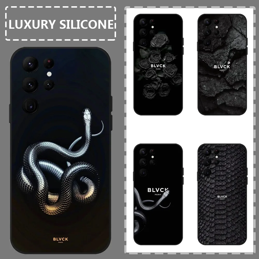 Роскошный черный чехол для телефона B-Blvck Snake Flowers Samsung Galaxy S24 Ultra S22 S23 S21 S20 5G Защитный