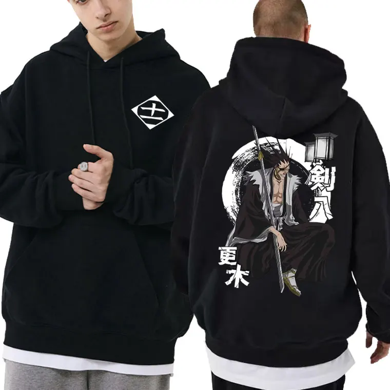 

Anime Bleach Zaraki Kenpachi Gotei 11 Hoodie Men's Manga 90s Harajuku Hooded Sweatshirt Men Cartoon Vintage Oversized Hoodies