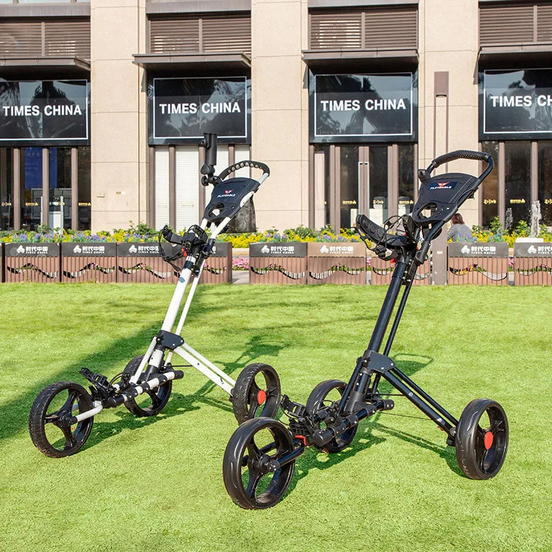 PLAYEAGLE 3 Wheels Golf Hand Push Cart With Foot Brake Aluminum Alloy Foldable Golf Trolley