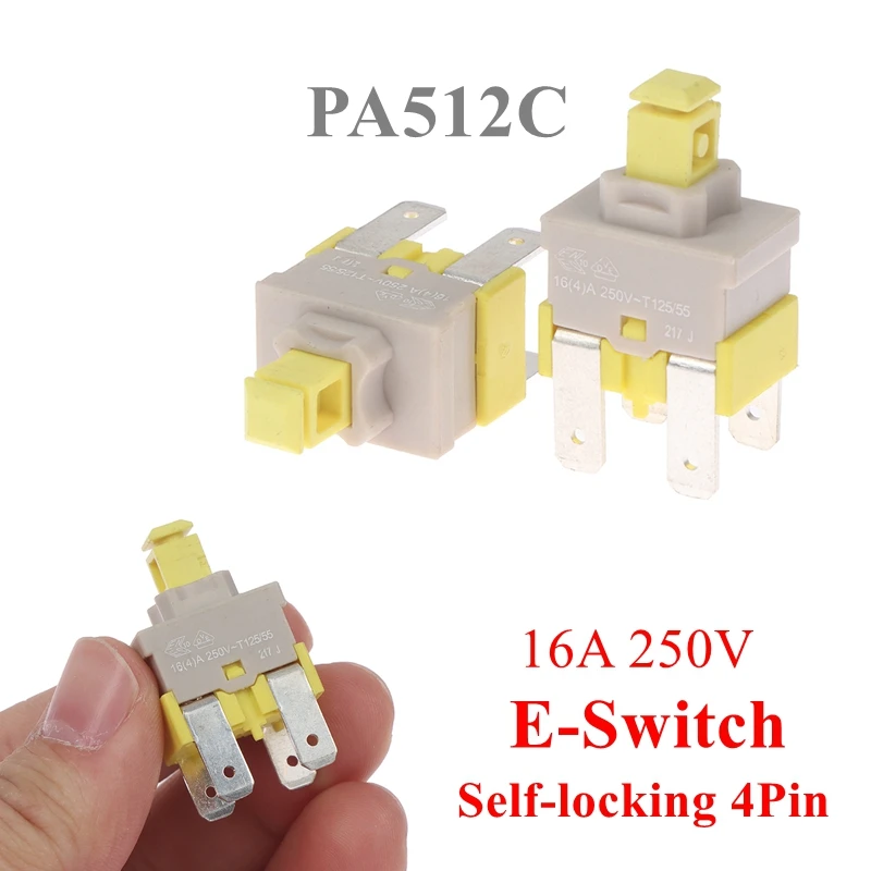 Переключатель PA512C 4-контактный самоблокирующийся, 16 А, 250 В, 1 шт.