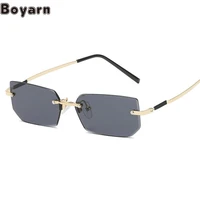 boyarn steampunk fashion square frameless sunglasses womens fashionable rice nail sunglasses ins wind street photography