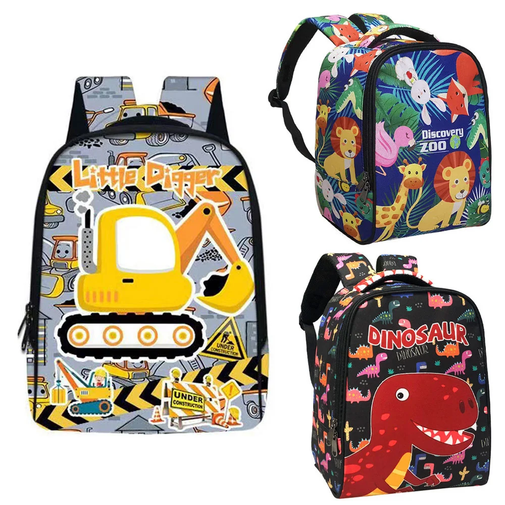 

Excavator Digger Dinosaur Animals Print Children School Bags Baby Toddler Backpack Kids Kindergarten Bag Diaper Holder Bookbag