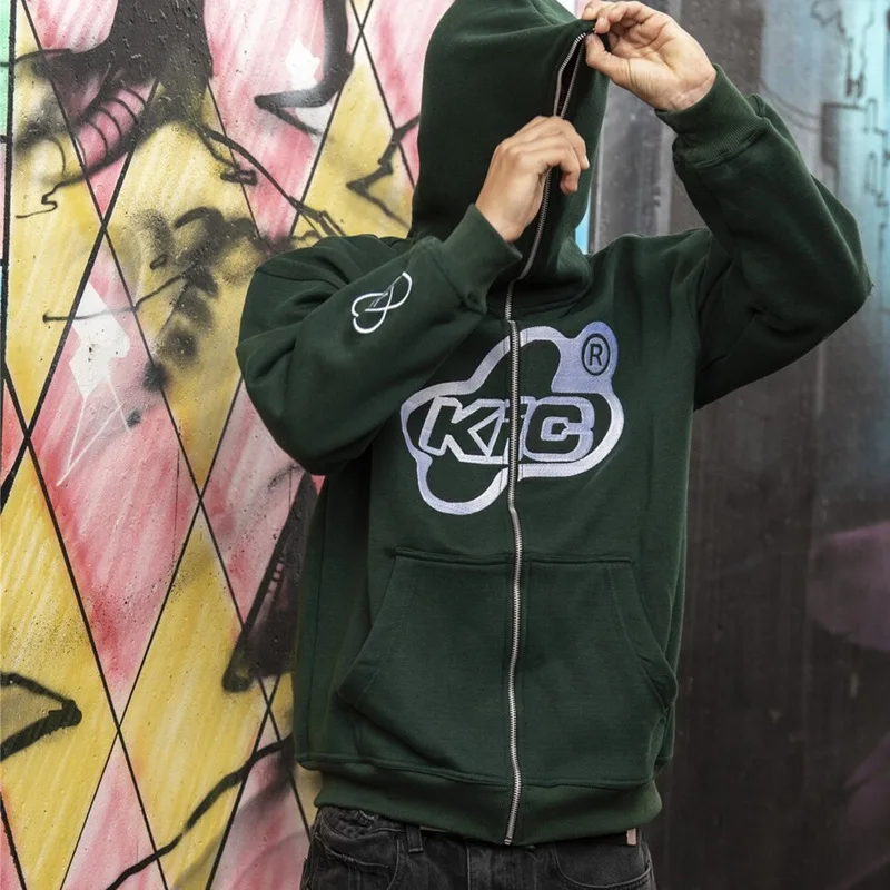 

Y2k Harajuku Letter Print Hoodie Retro Gothic Punk Zip Up Sleeve Loose Jacket Coats Casual Graphic Streetwear Grunge Sweatshirt