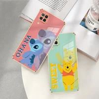 gold plating trend casing phone case for samsung galaxy a03s a02s j2 j7 j4 prime a7 m33 winnie the pooh stitch sweet disney