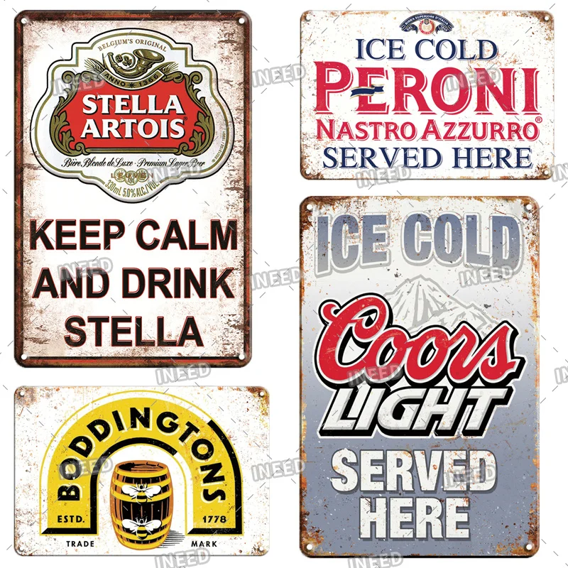 INEED Deco PERONI Beer Metal Tin Poster Sign Vintage Metal Plate Plaque Sign Bar Pub Wall Decor Retro Man Cave Living Room Decor