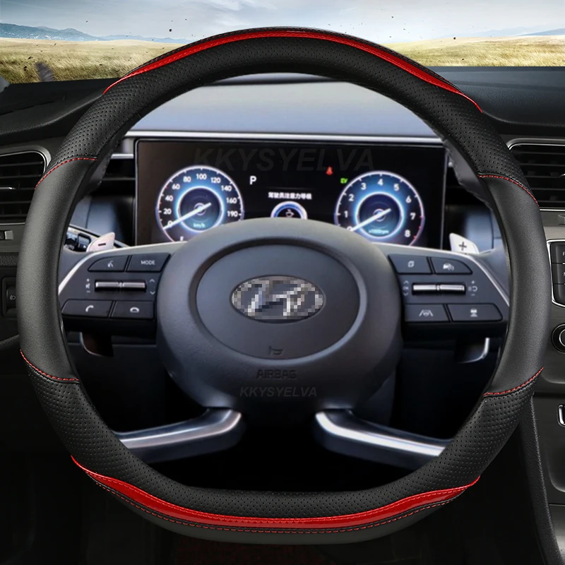 

PU Leather D Shape Car Steering Wheel Cover For Hyundai Creta II 2021 2022 Sonata 9 2016 2017 ioniq 5 2016-2022 Auto Accessories