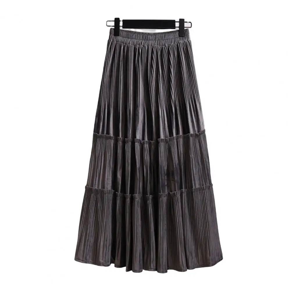 Винтажная бархатная плиссированная юбка с высокой талией на осень и зиму