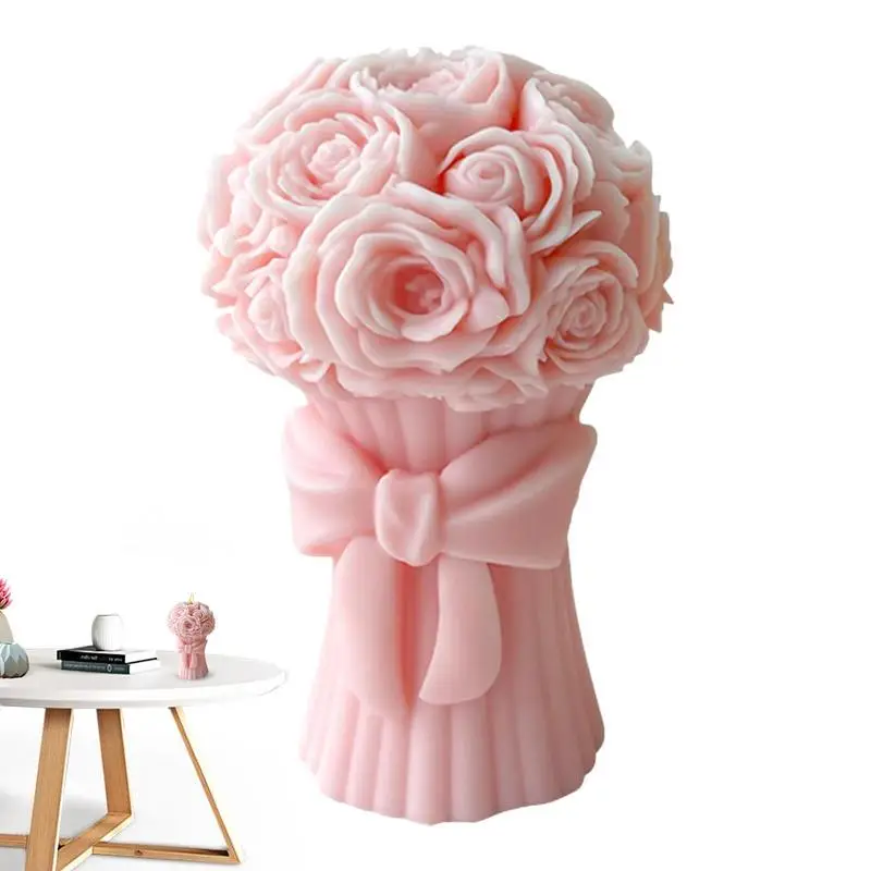 

Flower Bouquet Silicone Mold 3D Rose Bouquet Candle Molds Silicone Shapes For DIY Art Crafts Kit Candle Making Home Decor