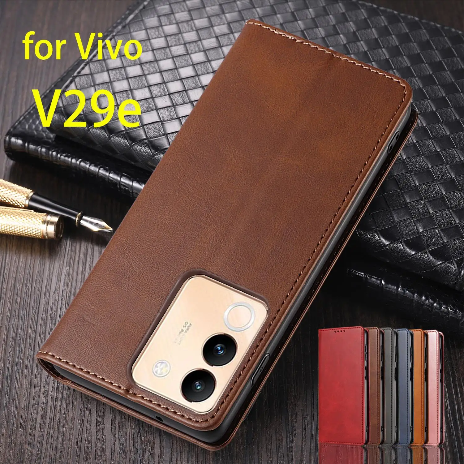 

Leather Case for Vivo V29e ( Global EUR RUS ) Flip Case Card Holder Holster Magnetic Attraction Cover Wallet Case Fundas Coque