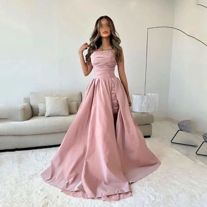 

Женское Атласное Вечернее Платье С Боковым Разрезом, без бретелек