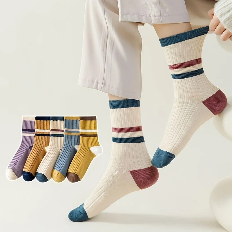 Носки женские осенне-зимние дышащие Нескользящие 5 пар