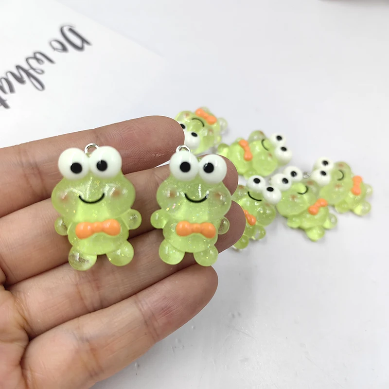 Подвеска в виде лягушки с животными 10 шт. подвеска из смолы ручной работы брелок