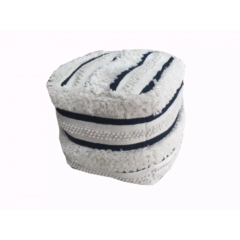 

Outdoor Woven, Blue and White Stripe Pouf