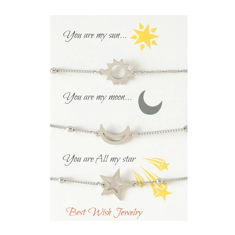 

for Sun Moon Star Bracelets Matching Friendship Promise Bracelets Going Away Gifts