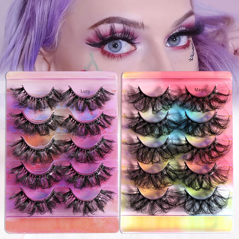 

5 Pairs 8D Fluffy False Eyelashes Faux Mink Natural Thick Wispy Dramatic Volume Lashes Extension Multilayer Reusable Makeup Tool