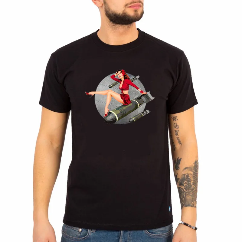 

Pin-up Bombs Away Poster Retro Art Men T Shirt Male Harajuku Streetwear Style Hot Sale Graphic T-shirts Clothes for Female Tees