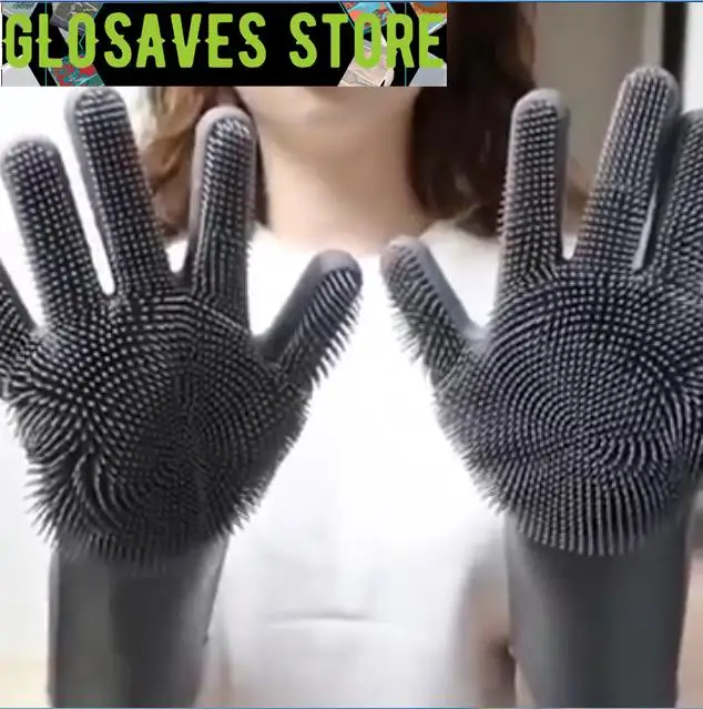 

2PCS Food Grade Silicone Multi-purpose Lazy dishwashing gloves Thick durable convenient scrub brush Cleaning tools for home