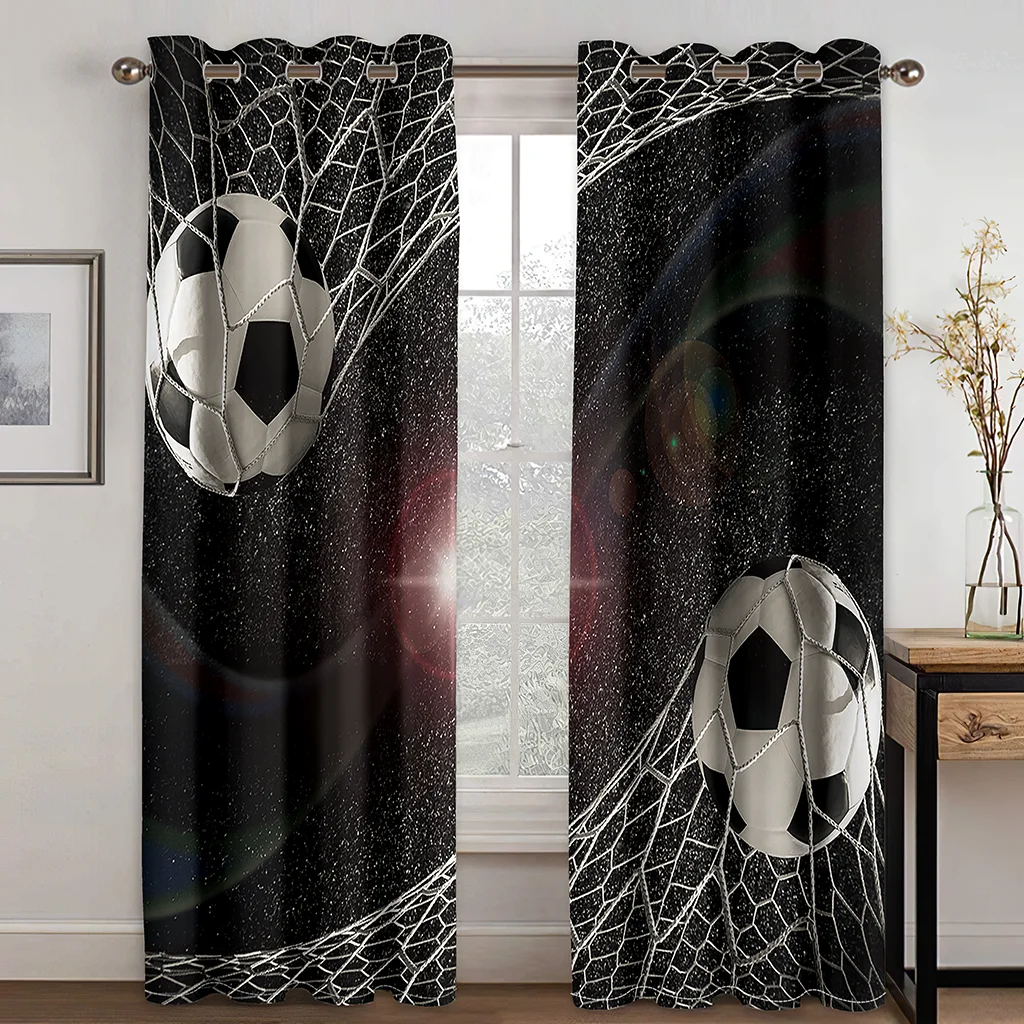 

Cortina con estampado 3D para dormitorio, traje de tela impermeable, lavable, con patrón personalizado de fútbol, Semi parasol,