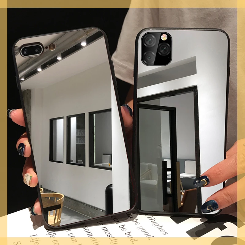 

Edge Mirror Phone Case For iPhone 13 12 11 Pro Max X XS MAX XR Soft TPU Protective Case For iPhone 6s 7 8 PLUS Mirror Case