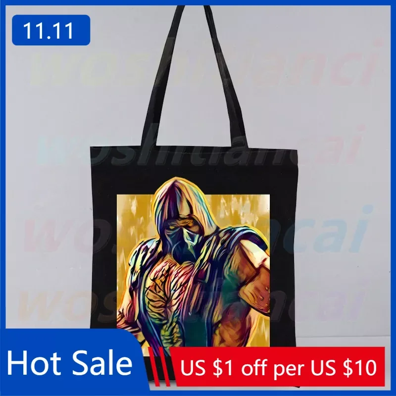 

Mortal Kombat Custom Tote Bag Shopping Original Design Black Unisex Travel Canvas Bags Eco Foldable Shopper Bag