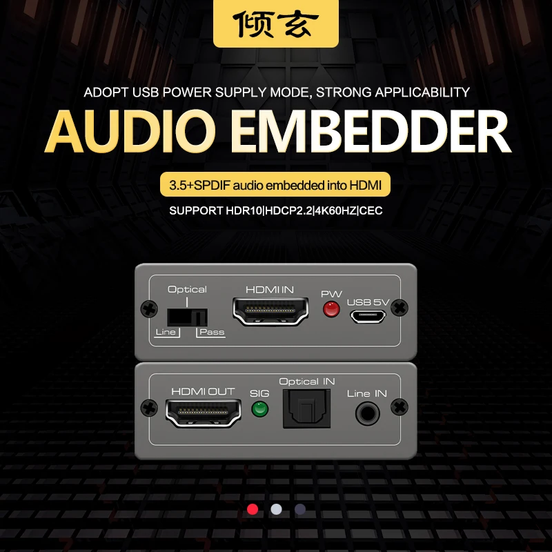 3 5mm optical 5 1ch dvi to hdmi audio inserter embedder adaptor converter audio mixer 2 input  hdmi 2.0 audio video synth CEC