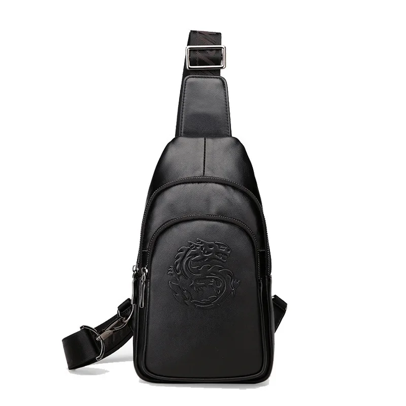 Men's Genuine Leather Chest Bag Multifunctional Casual Crossbody Bag