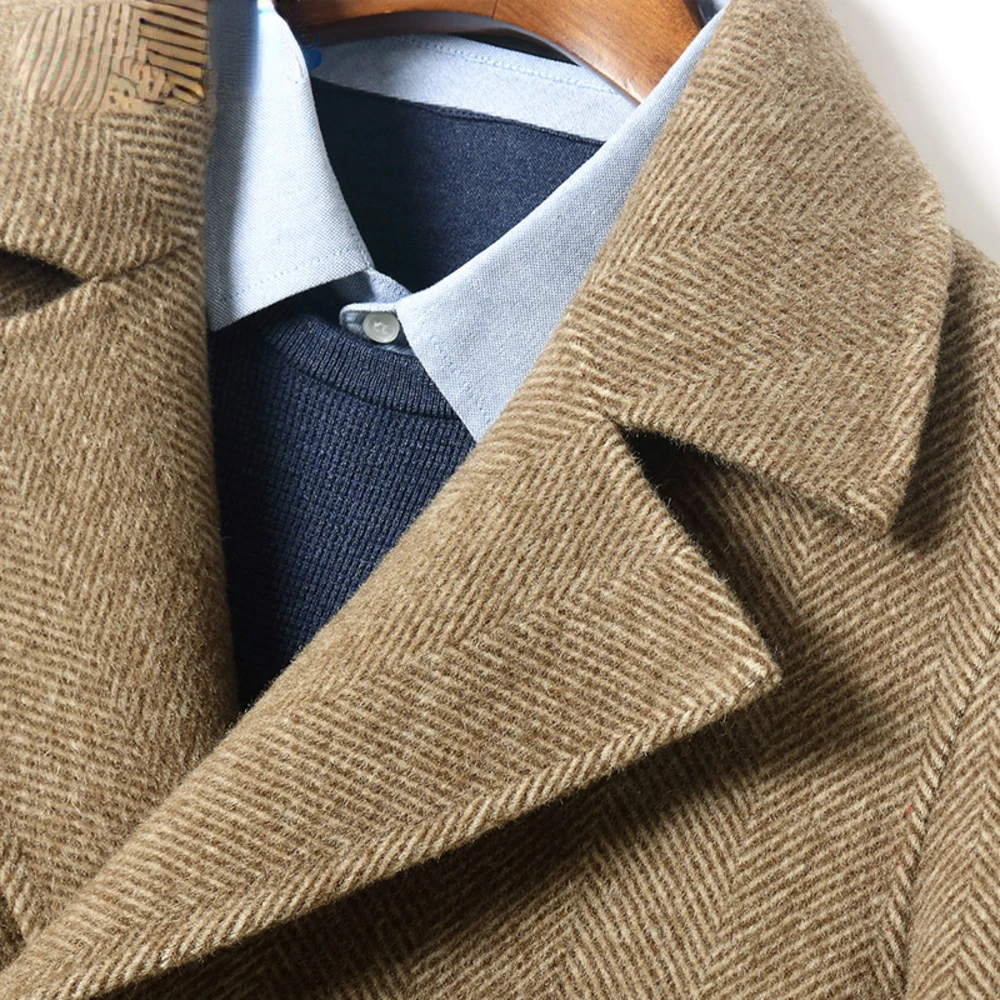 Новинка Зима 100% шерстяное винтажное двухстороннее пальто средней длины