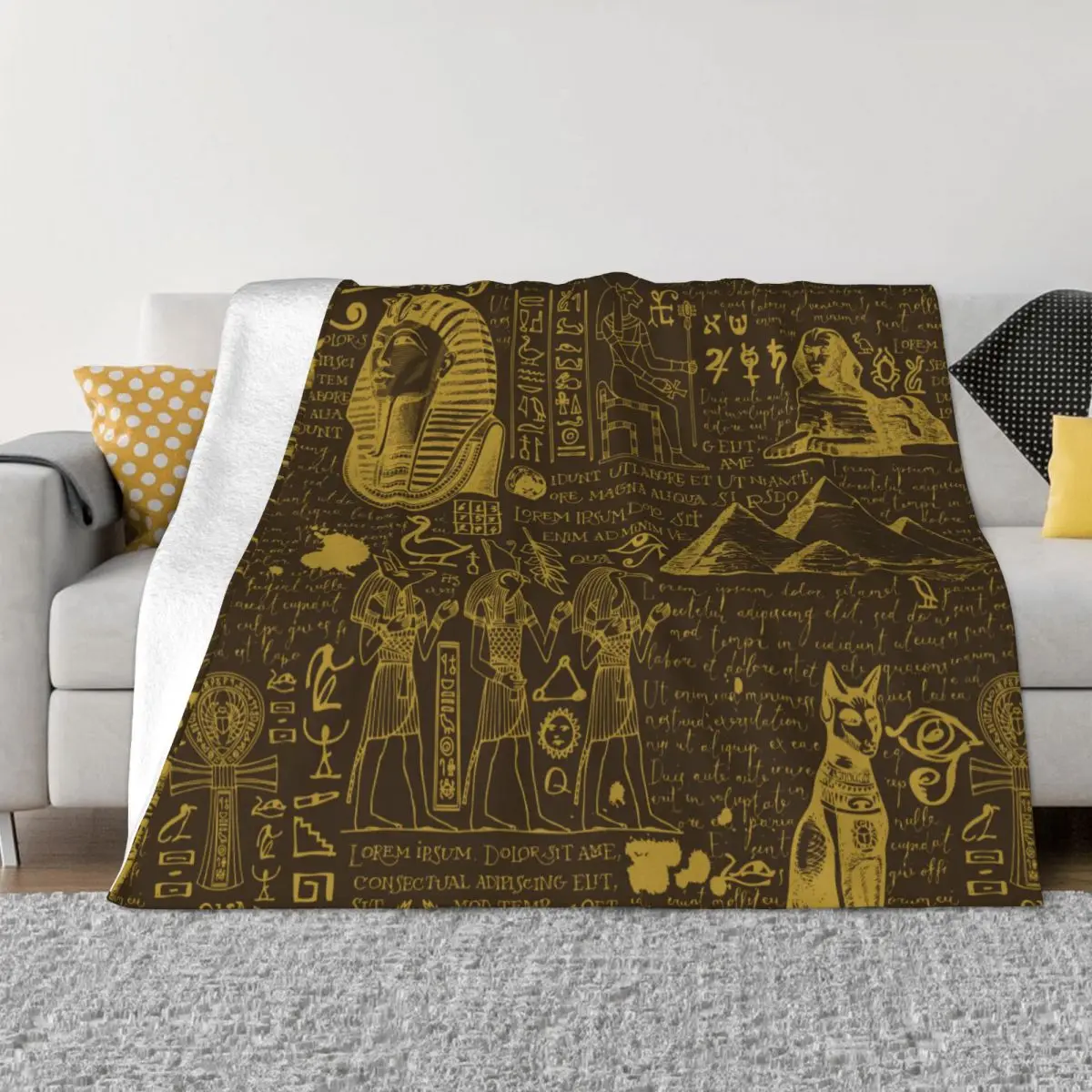 

Ancient Egypt Egyptian Hieroglyphs Blankets Fleece Winter Egypts Gods Lightweight Throw Blankets for Bed Couch Quilt