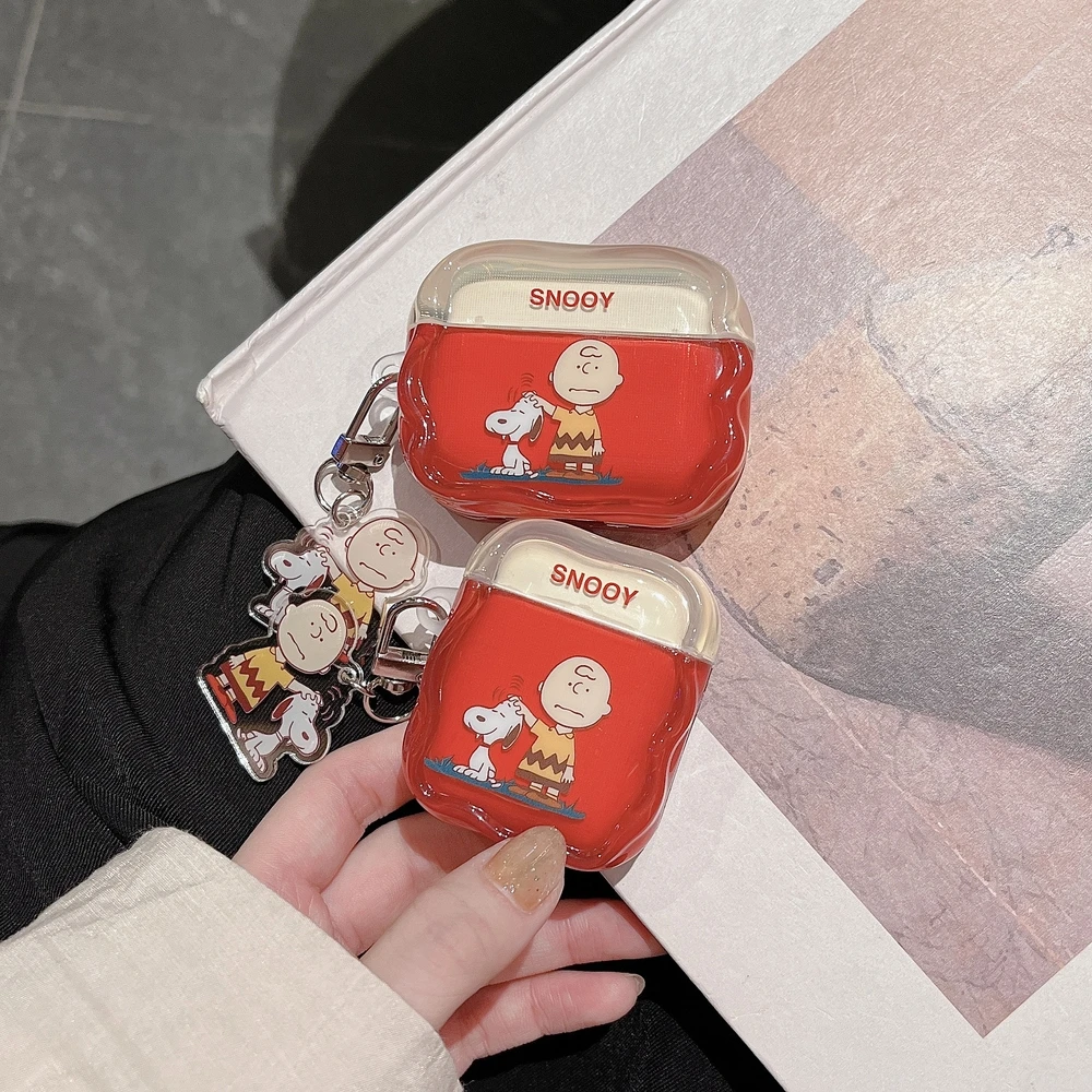 Фото Милый мультяшный чехол для наушников Снупи и Чарли Браун для Airpods 4 Pro 2 1 2 3, защитный чехол-подвеска для беспроводной Bluetooth-гарнитуры №4