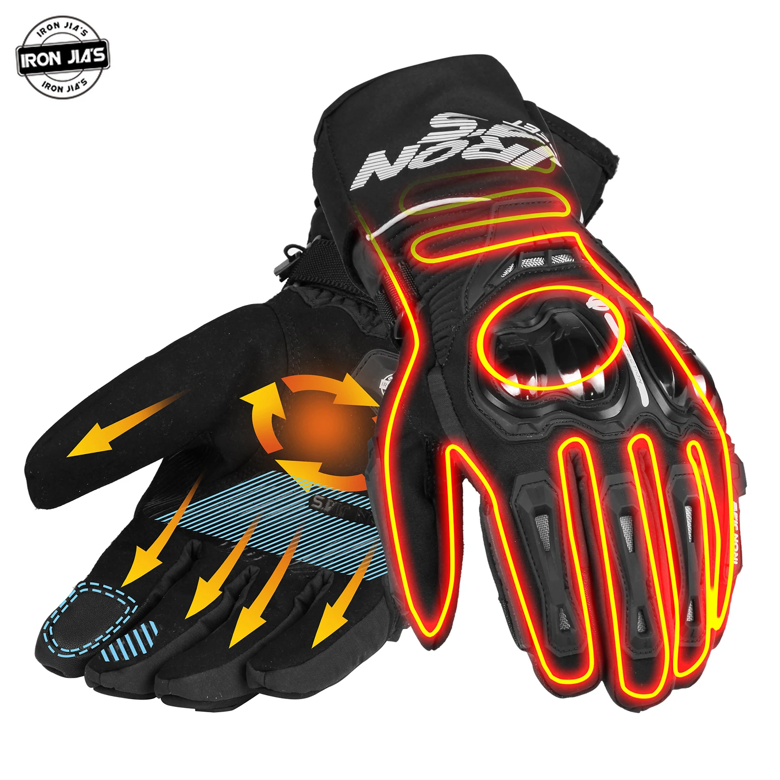 Enlarge IRON JIA'S Heated Motorcycle Gloves Touch Screen Winter Moto Heated 12V Vehicle Battery Powered Gloves Snowboarding Motorbike