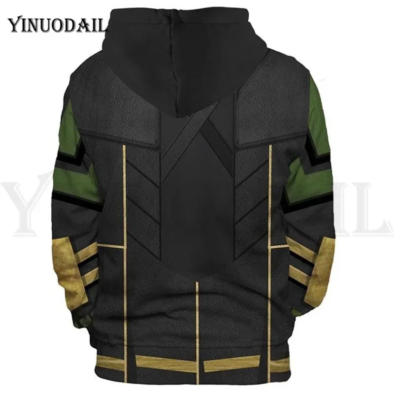 Новинка 2025 года мужская толстовка с капюшоном YINUODAIL Superhero Loki Мстители 3D костюм для