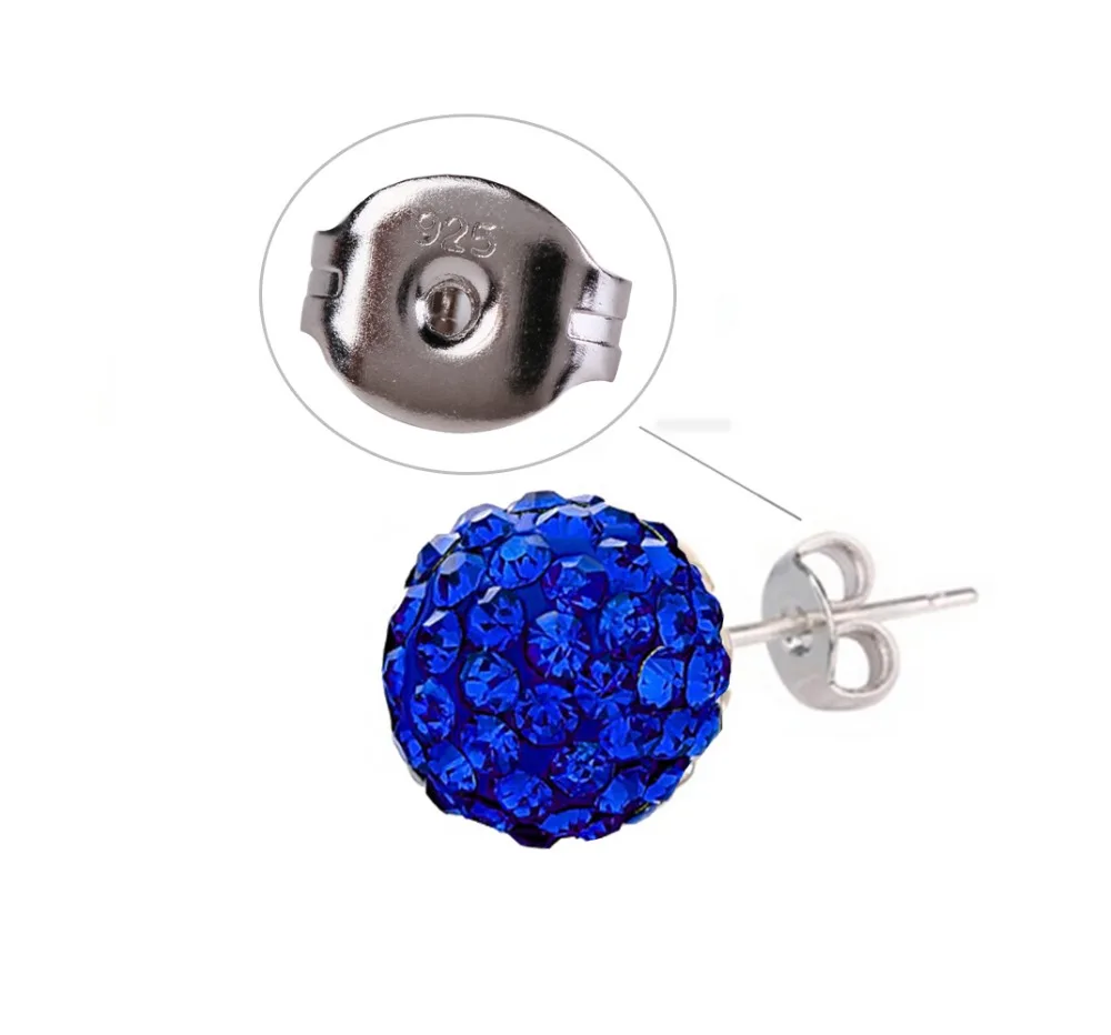 Серьги-гвоздики с кристаллами Samonica Королевского синего цвета из чешского