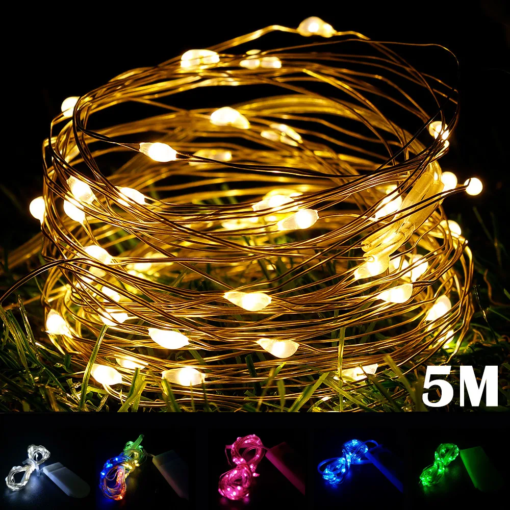 

LED Fairy Light CR2032 Battery Copper Wire String Lamp for Wedding Xmas Garland Party 10PCS Waterproof Christmas Tree Lamp Decor