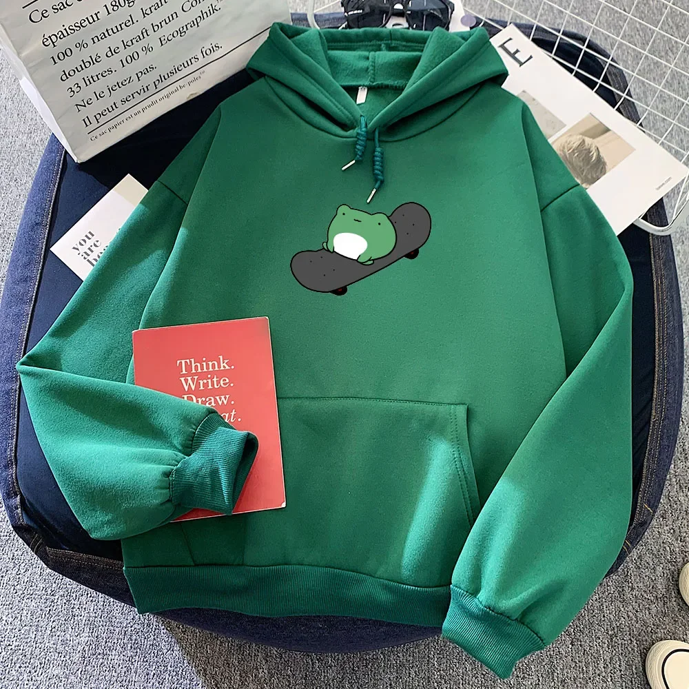 Толстовка женская с капюшоном милый Повседневный пуловер принтом скейтборда