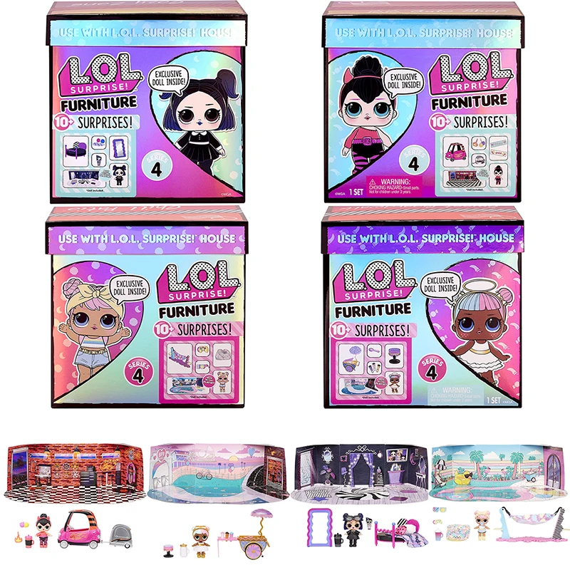 

Original LOL Surprise Doll and Doll Candy Cart Furniture Set Accessories DIY Play House Toys for Girl's Birthday Gifts