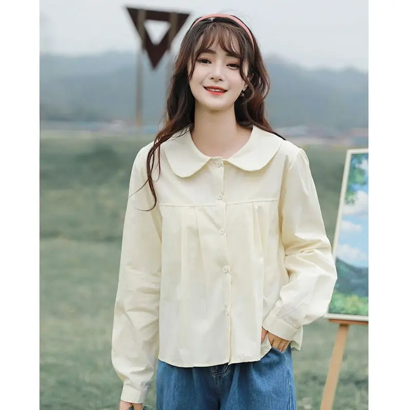 Женская рубашка с длинным рукавом Повседневная в японском стиле для осени 2024