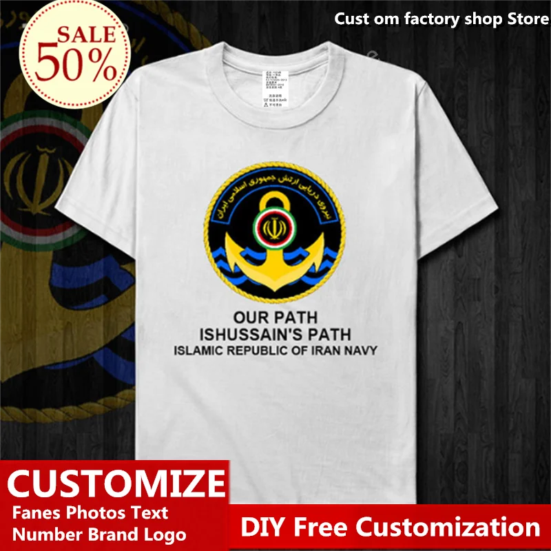 

Lran Navy Country Flag T shirt Custom Jersey Fans Name Number Brand LOGO Cotton T-shirts Men Women Loose Casual Sports T-shirt